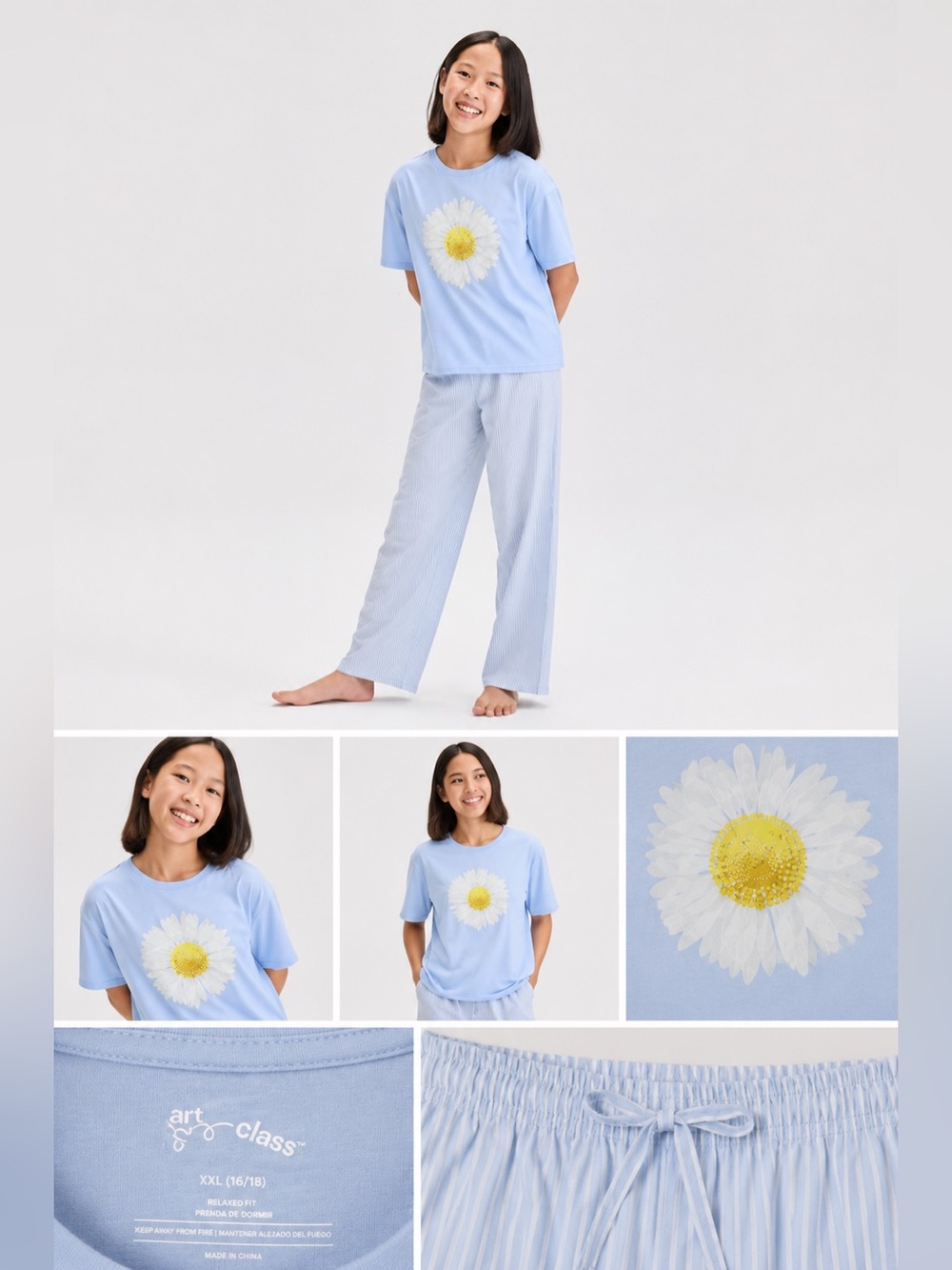 Art Class Girl’s Blue Sleepwear Top And Pants Pajamas Set Size XXL(16-18)